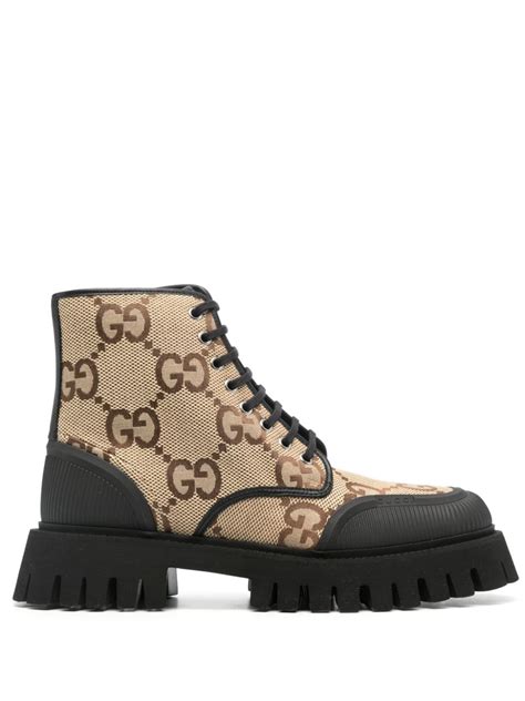 gucci lace up combat boots|farfetch gucci rain boots.